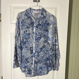 3 J Workshop Clothing Blue Floral Button Down Shirt